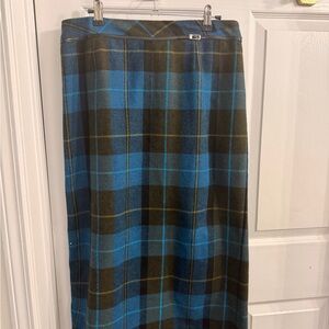 Vintage Worthington Blue and Black Checkered Maxi Skirt